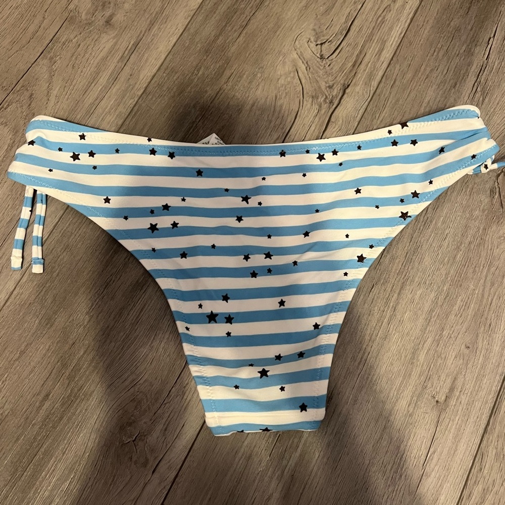 Aerie Blue and White Striped Bikini Bottom